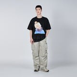 BABY FACE YELLOW BEANIE BOY SHORT SLEEVE T-SHIRT BLACK 