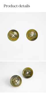 ボタンピアス/Merry,Motive signature button earring (Khaki)