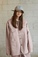 ロゴカラーコットンベーシックジャケット/BSR2223FWJK064 LOGO COLLAR COTTON BASIC JACKET INDYPINK