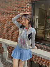 アーガイルルーピーカーディガン /  argyle loopy cardigan