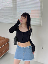 ロースナップカーディガンTシャツ/Low Snap Cardigan T-shirt (3color)