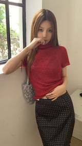 silk midi dot skirt