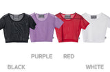 レイヤードメッシュショートスリーブクロップ / TOP(6631) Layered Mesh Short Sleeve Crop