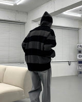 Striped Oversized Warmer Hooded Knitwear (3 colors)