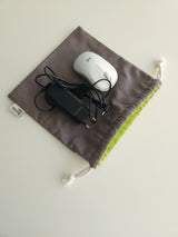 Two tone string pouch - dim gray L