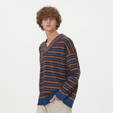 STRIPE V NECK KNIT_BLUE (6612841201782)