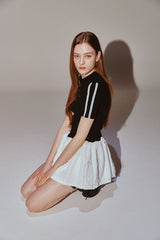 Lace Tape Half Zip-Up Black