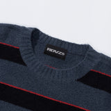 ブークルポイントストライプニット / BOUCLE POINT STRIPE KNIT - BLUE GREY