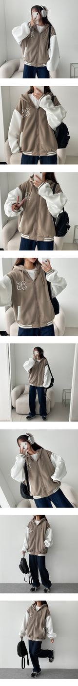 Bokin Fleece-Lined Two Way No. Ring Coloring Hooded Jumper