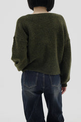 テビパフVネックニット/Tebi Puff V-neck Knit (4color)