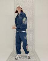 GRANNY SQUARE HALF ZIP UP SWEATSHIRT NAVY (6691434201206)