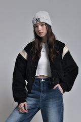 クロップバーシティージャンパー / crop varsity jumper (black)
