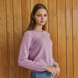 100%cashmere steel button pocket cardigan_violet mist (6653767745654)