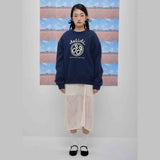 Cheerful logo sweat shirt (navy) (6684424601718)