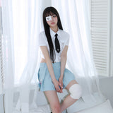 0 1 ネクタイチェーンハーフシャツ / 0 1 necktie chain half shirt -WHITE