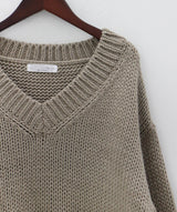 バゲットVネックニット/Baguette V-neck Knit (4color)