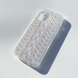 CABLE KNIT HARD JELL CASE_WHITE