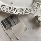 Silver Cross Choker Long Necklace Choker Necklace