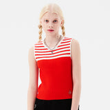 スモールチェリーストライプニットベスト / SMALL CHERRY STRIPE KNIT VEST [RED]
