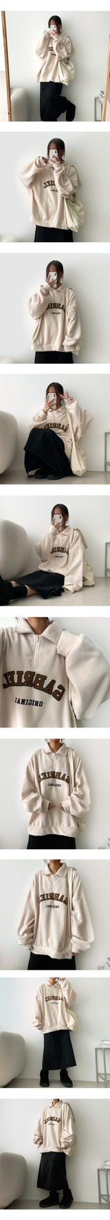 [Fleece] Give Fleece Half Zip-Up Collar Sweatshirt