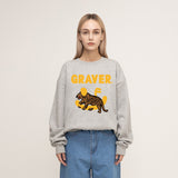 [UNISEX] Smile Drawing Leopard White Clip Sweatshirt (6686022533238)