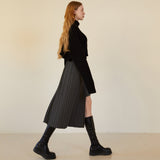 アンバルプリーツスカート / UNBAL PLEATS SKIRT (CHARCOAL)