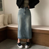 バックスリットロングデニムスカート