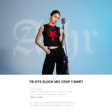 タイダイブロックミックスクロップTシャツ / PURPLE TIE-DYE BLOCK MIX CROP T-SHIRT