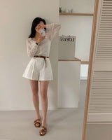 [Bellide made] Basic pintuck cotton shorts