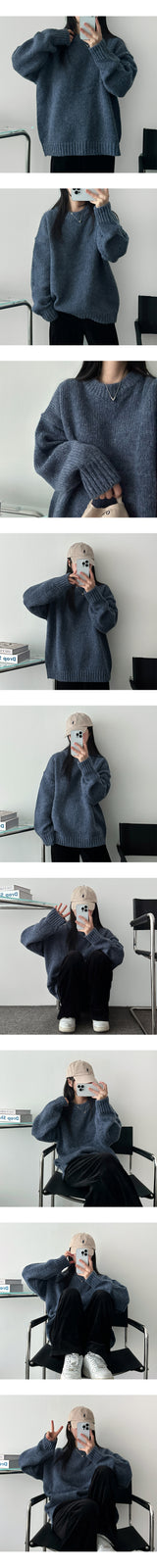 Songi Thick Warm Punching Round Knitwear