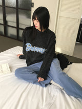 [Wool 10] Beel Bokashi Lettering Boxy Overfit Knit