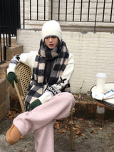 Coing brush check long muffler scarf