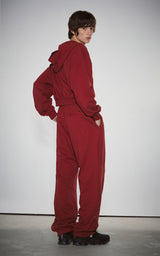 WIDE ZIP SWEATPANTS_DARK RED