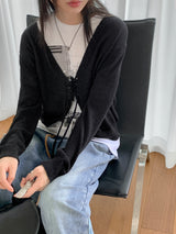 ミラノストラップクロップロングスリーブカーディガン