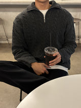 LMN プレミアムツイストセミジップアップニットウェア / LMN Premium Twisted Semi-Zipup Knitwear (7 color)