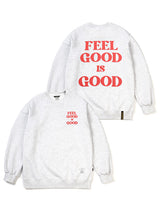 フィールグット オーバーサイズヘビースウェット/22 FEEL GOOD OVERSIZED HEAVY SWEAT CREWNECK WHITE MELANGE / BLACK