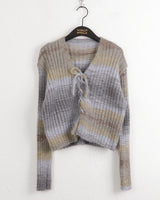 Haroon Gradient Strap Ribbon Long Sleeve Cardigan