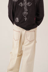 テール ボタン パンツ(ベージュ コットン)/Tail Button Pants (Beige Cotton)