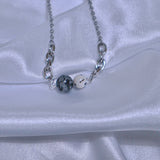 Black printed marble necklace