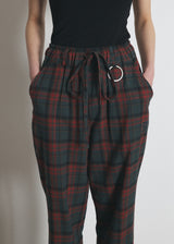 DREAMCATCHER CHECK LOOSE-FIT PANTS (Khaki) (6680169611382)