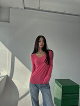 ナッピングVネックロングスリーブTシャツ