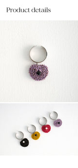 チャビーハートペンダントサージカルオープンリング/Chubby heart pendant surgical open ring (purple)