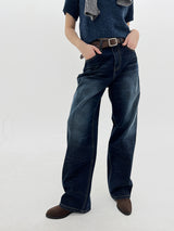 クラックディープダークブルーパンツ / No.520 Crack deep dark blue pants