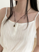 コットンボタンバンディングクロップドキャミソール/Waiben Cotton Button Banding Cropped Sleeveless