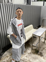 No.9585 C hood sleeveless ZIP-UP (3color)