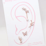 ヨリヨリパールバタフライピアス / [Styling] Yeori Yeori Pearl Butterfly Piercing 4 Set