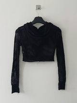 Lib hood crop zip up Knit 