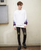 ファイヤーパターン袖プリントトレーナー/スウェット/FIRE PATTERN SWEATSHIRT (4580960993398)