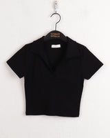 トゥーティーpkカラークロップド半袖Tシャツ / Tootie pk collar cropped short sleeve T-shirt