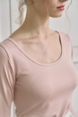 Nostalgia U neck T Shirt (&Off shoulder) - Misty Rose